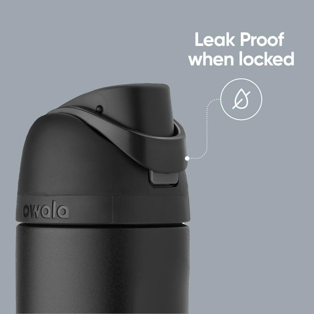 Botella de agua de metal con boquilla para facilitar consumo de agua (32 onzas) Color Negro Marca Owala - Imagen 2