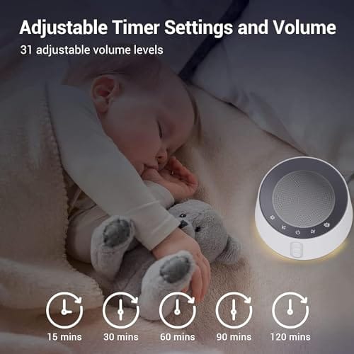 Máquina de ruido blanco (white noise) con 20 sonidos relajantes para dormir (sonido de lluvia, olas del mar, pájaros, entre otros) y con luz nocturna. Color blanco - Imagen 5