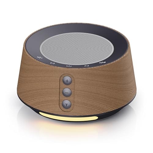 Máquina de ruido blanco (white noise) con 20 sonidos relajantes para dormir (sonido de lluvia, olas del mar, pájaros, entre otros) y con luz nocturna. Color madera - Imagen 2