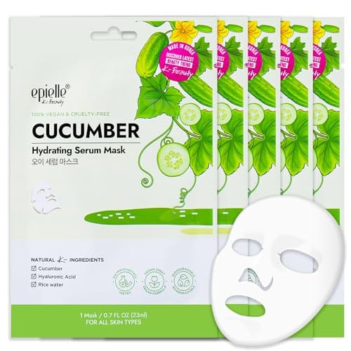 Mascarilla facial hidratante de pepino (cucumber) (5 unidades) Marca epielle