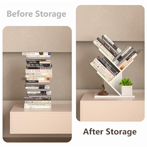 Librero pequeño de madera para libros (tipo rama de árbol) de tres (3) tablillas Color Blanco - Imagen 5