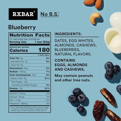 Barras de Proteína Sabor Blueberry; Marca RX Bar (12 barras) - Imagen 3