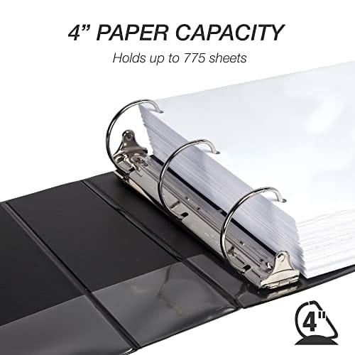 Carpetas binders 4” pulgadas (color negro) con cubierta transparente para insertar portada Pqte: 2 - Imagen 3