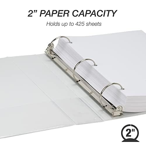 Carpetas binders 2” pulgadas (color blanco) con cubierta transparente para insertar portada Pqte: 4 - Imagen 4