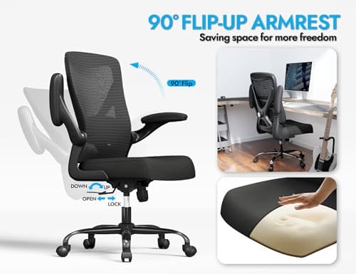 Silla para escritorio ergonómica con soporte lumbar ajustable. Color negro - Imagen 5
