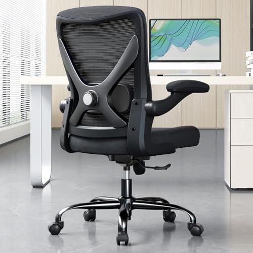 Silla para escritorio ergonómica con soporte lumbar ajustable. Color negro