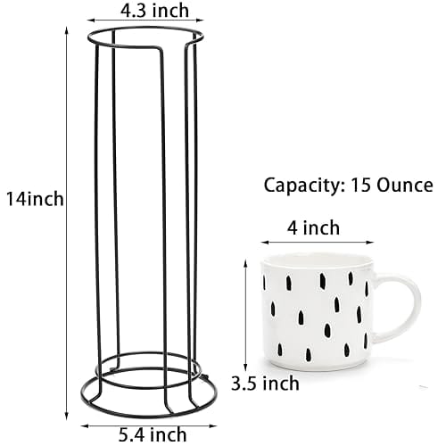Set de 4 tazas para café o té de 15 onzas (color diseños blanco y negro) con organizador. Seguro para uso en microondas - Imagen 3