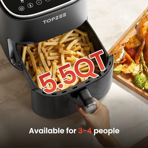 Air Fryer pequeña de 5.5 cuartos de galón con ventanilla Color negra - Imagen 3