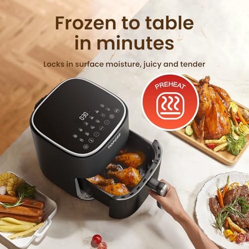 Air Fryer pequeña de 5.5 cuartos de galón con ventanilla Color negra - Imagen 6